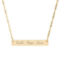 Faith Hope Love Christian Bar Necklace | Engraved Stainless Steel Faith Jewelry Gift