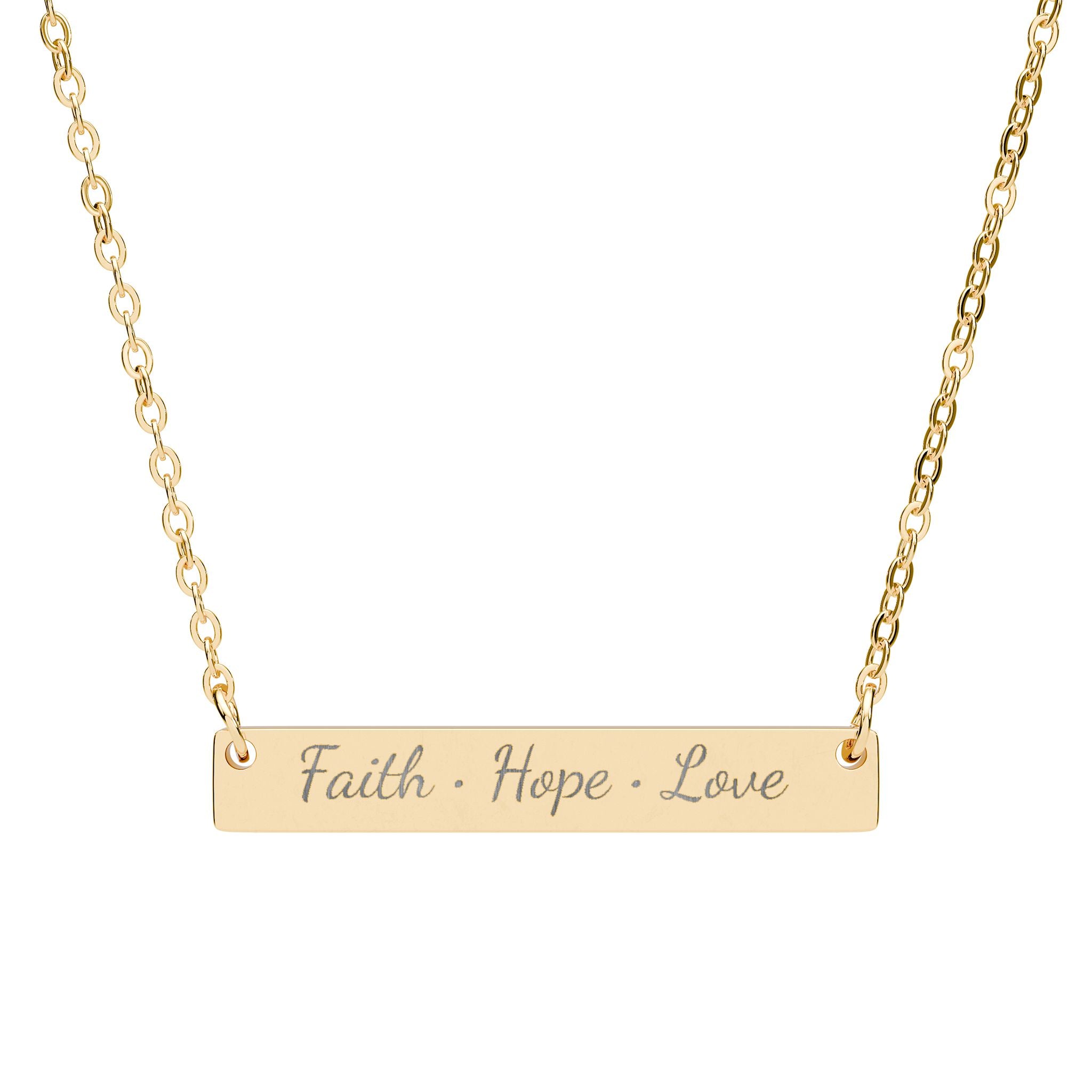 Faith Hope Love Christian Bar Necklace | Engraved Stainless Steel Faith Jewelry Gift